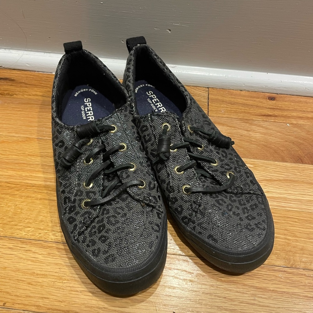 Sperry black Leopard sneakers